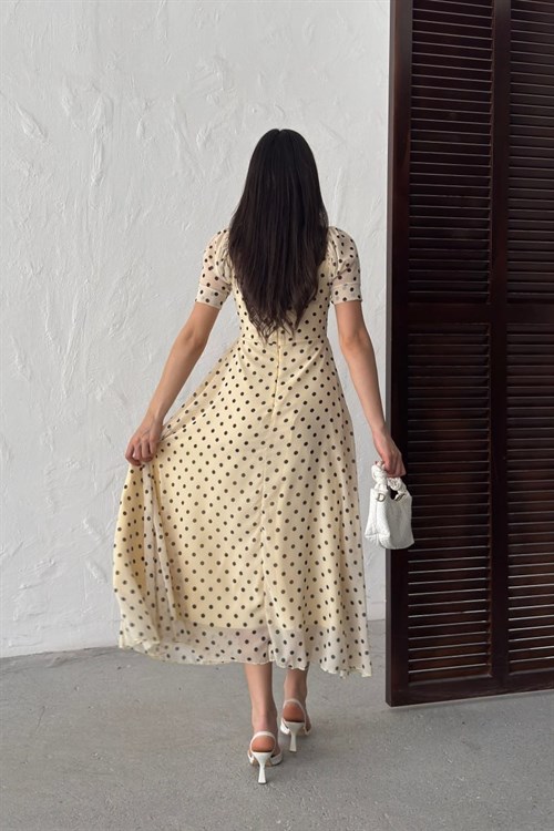 Wholesale Yellow Polka Dot Chiffon Dress