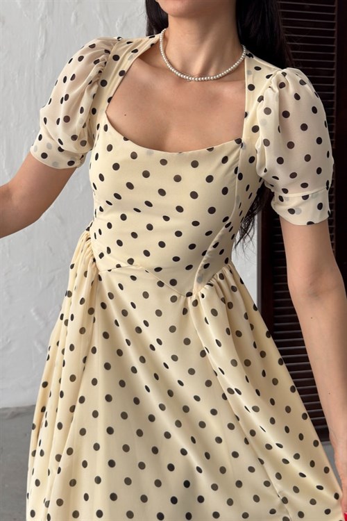 Wholesale Yellow Polka Dot Chiffon Dress
