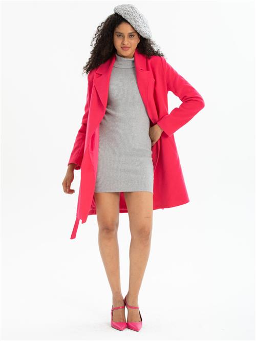Women coat with belt wholesale Baby Fushia color