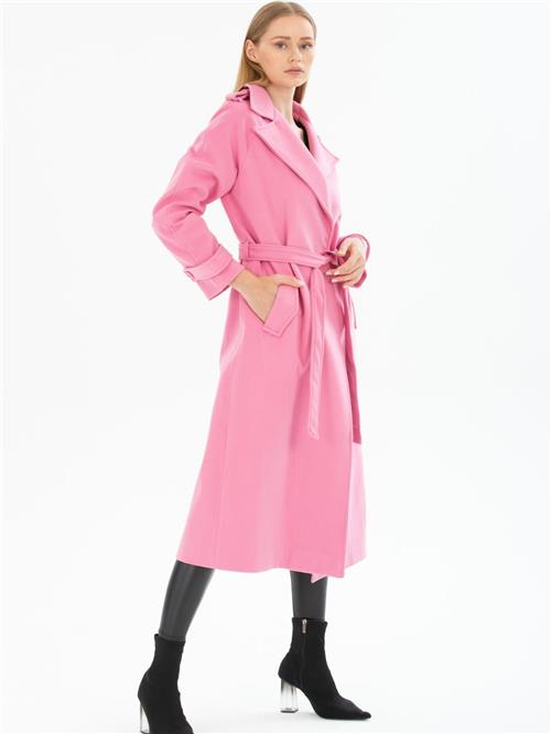 Women coat with belt wholesale Baby Pink color
