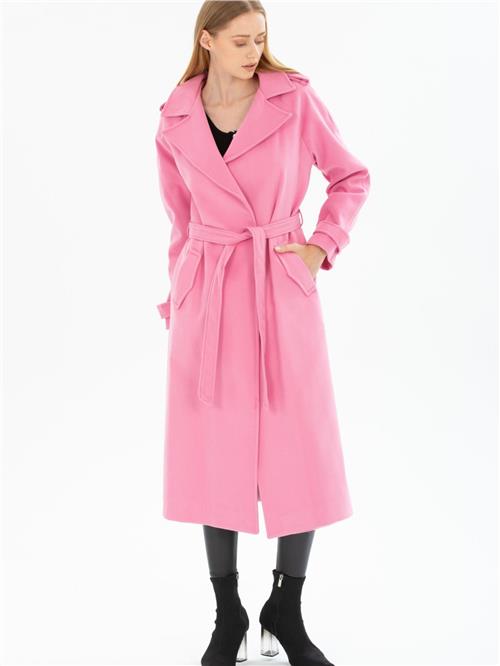 Women coat with belt wholesale Baby Pink color