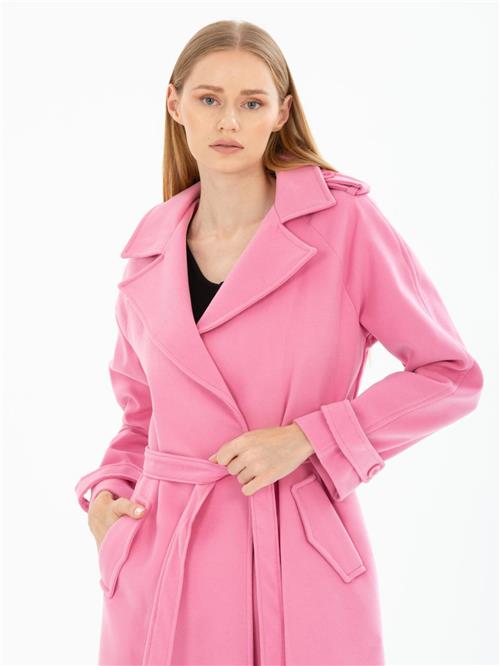 Women coat with belt wholesale Baby Pink color