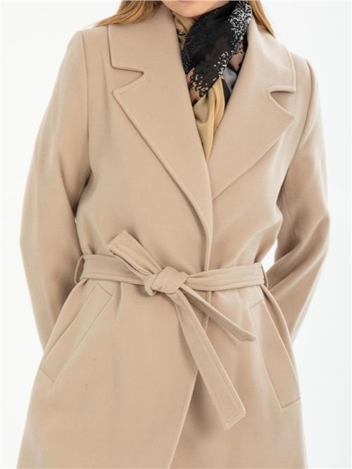 Women coat with belt wholesale Beige color