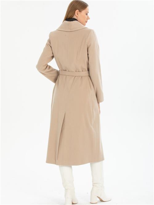 Women coat with belt wholesale Beige color