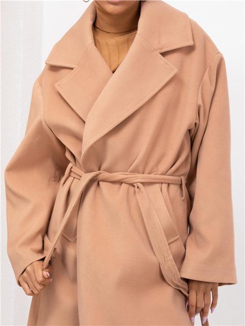 Women coat with belt wholesale Beige color