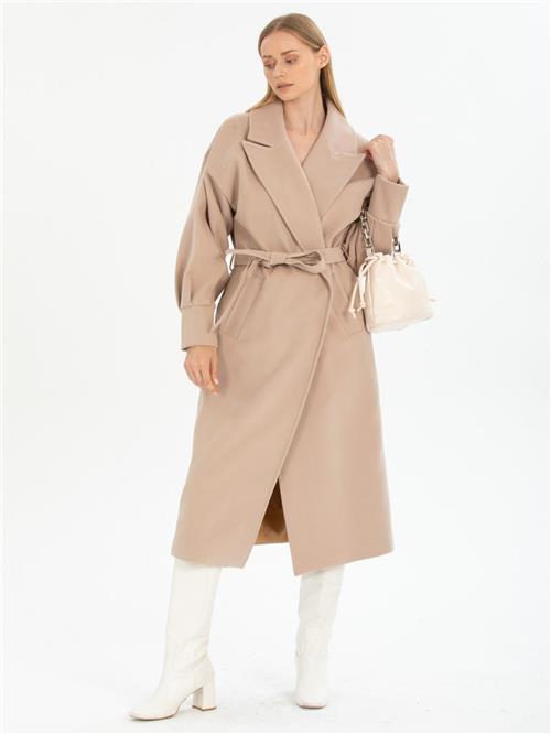 Women coat with belt wholesale Beige color