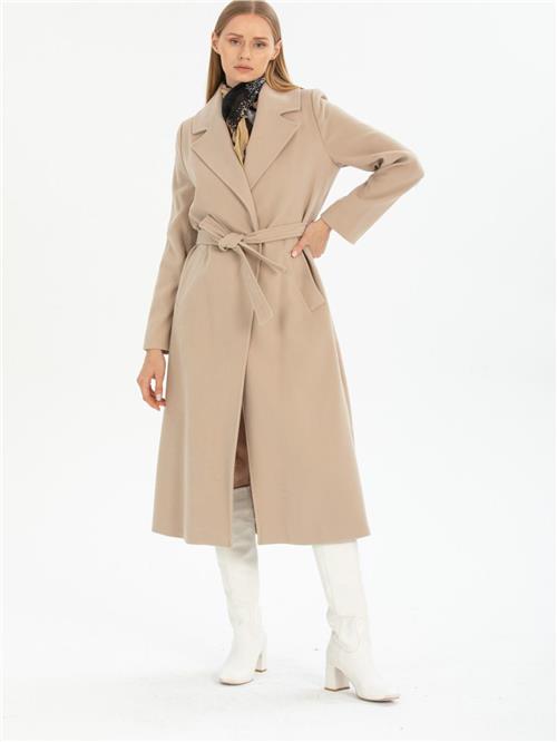 Women coat with belt wholesale Beige color
