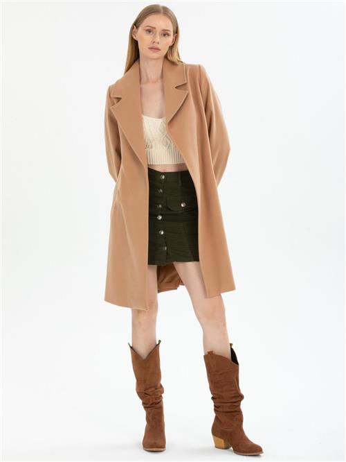 Women coat with belt wholesale Beige color