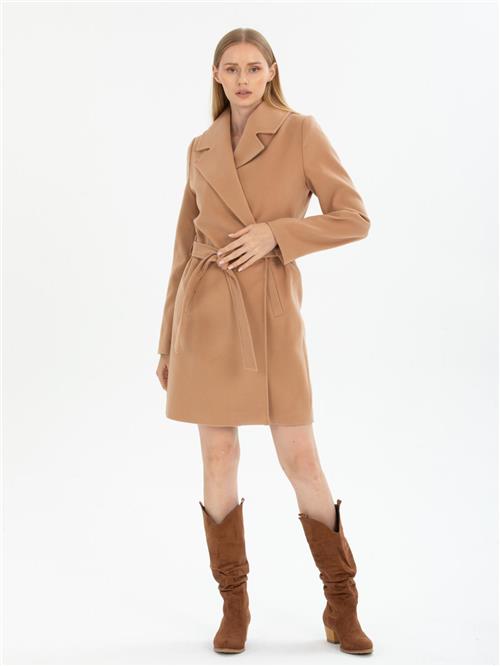 Women coat with belt wholesale Beige color