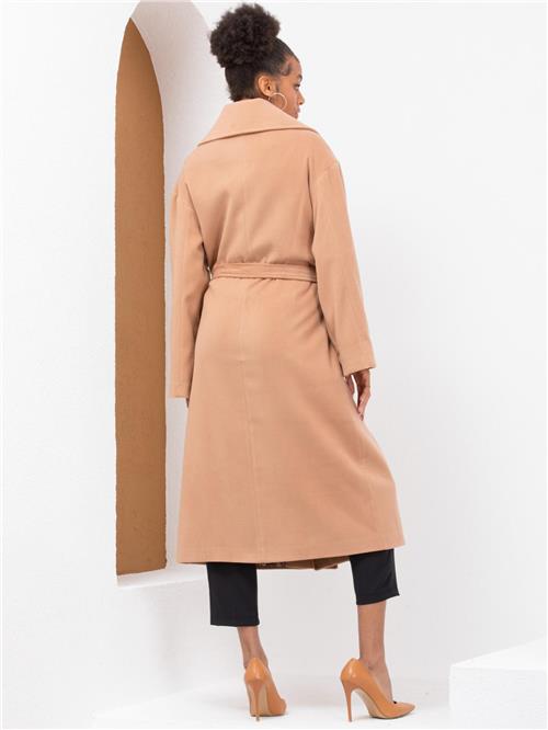Women coat with belt wholesale Beige color