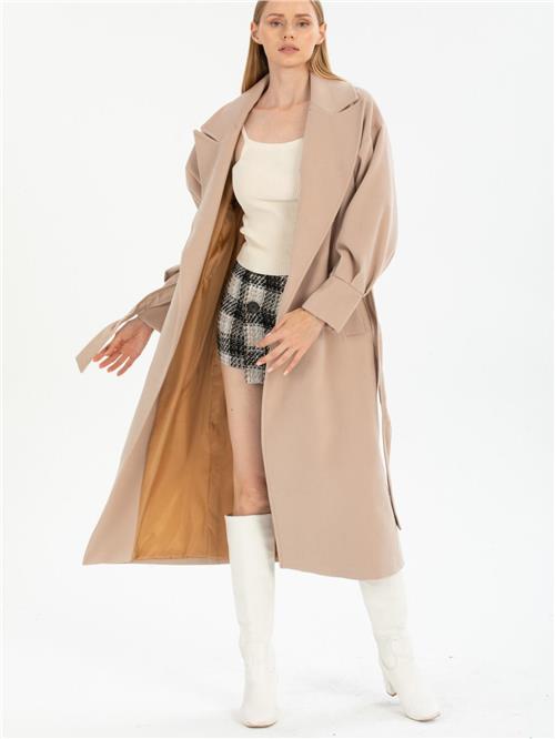 Women coat with belt wholesale Beige color