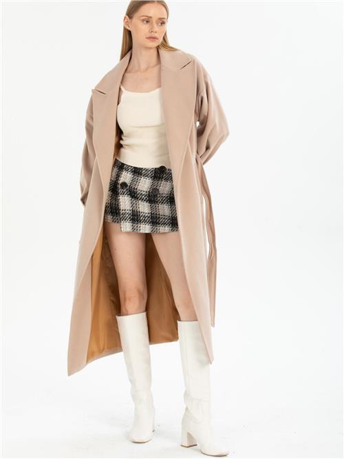 Women coat with belt wholesale Beige color