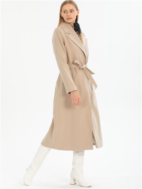 Women coat with belt wholesale Beige color