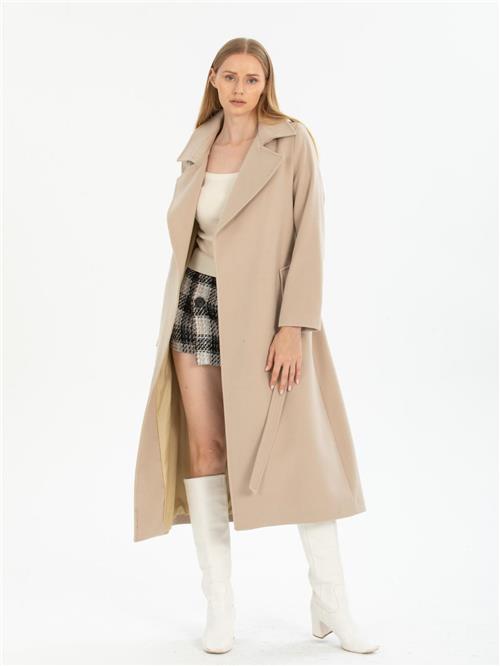 Women coat with belt wholesale Beige color
