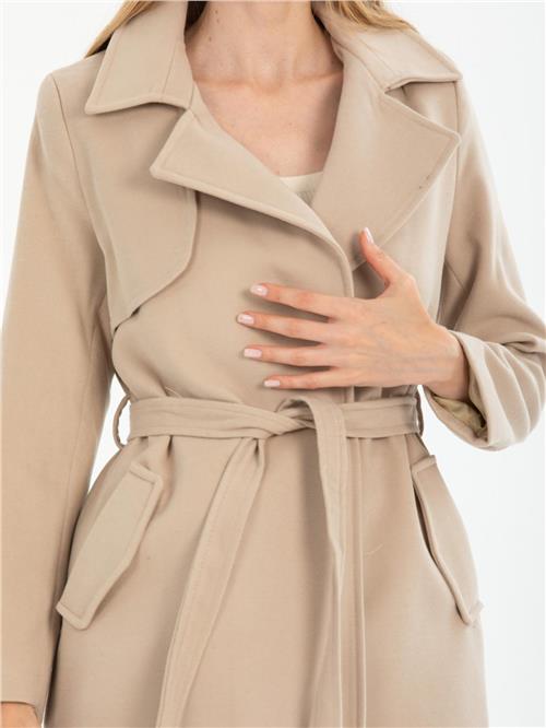 Women coat with belt wholesale Beige color
