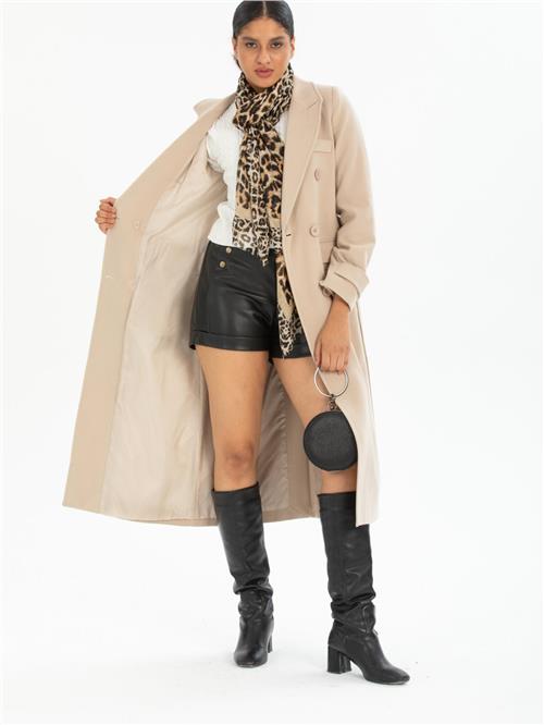 Women coat with belt wholesale Beige color