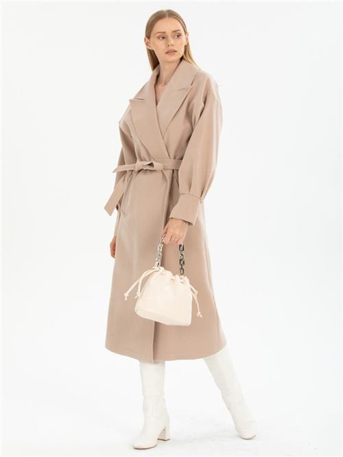 Women coat with belt wholesale Beige color