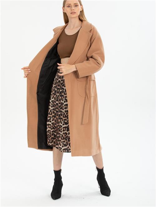 Women coat with belt wholesale Beige color