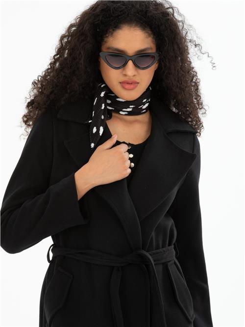 Women coat with belt wholesale Black color
