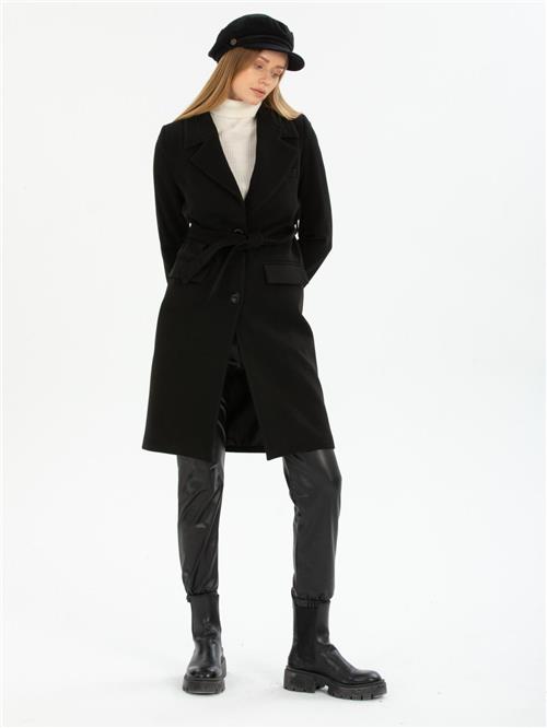 Women coat with belt wholesale Black color