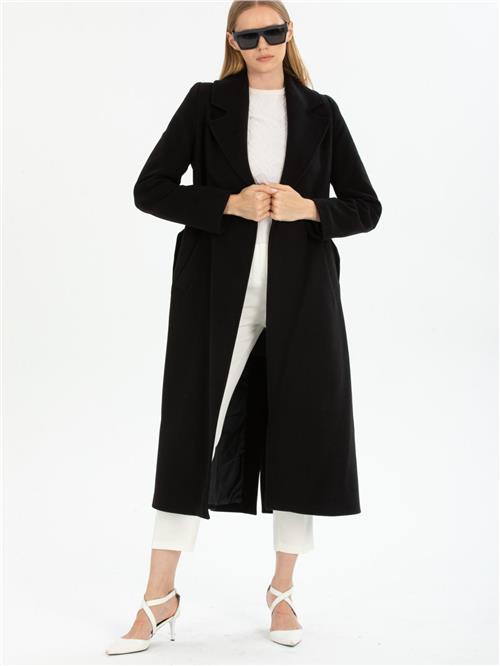 Women coat with belt wholesale Black color