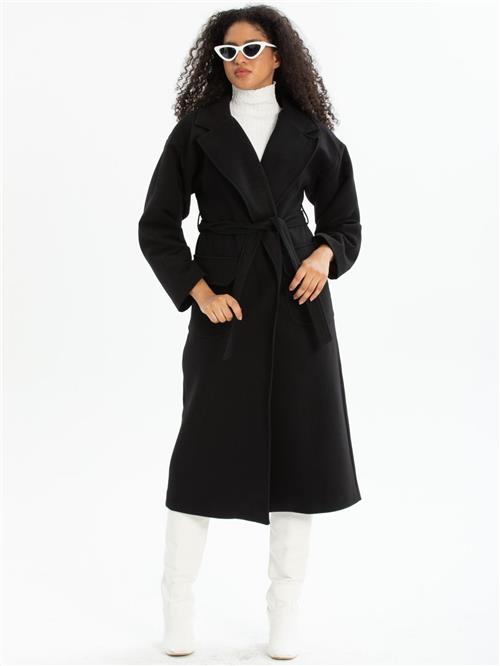 Women coat with belt wholesale Black color