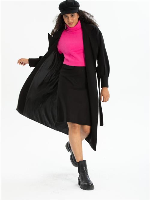 Women coat with belt wholesale Black color