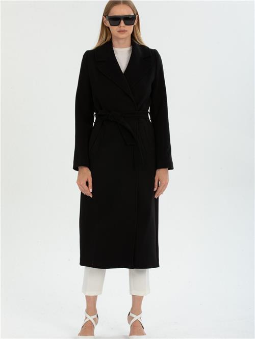 Women coat with belt wholesale Black color