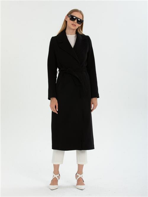 Women coat with belt wholesale Black color