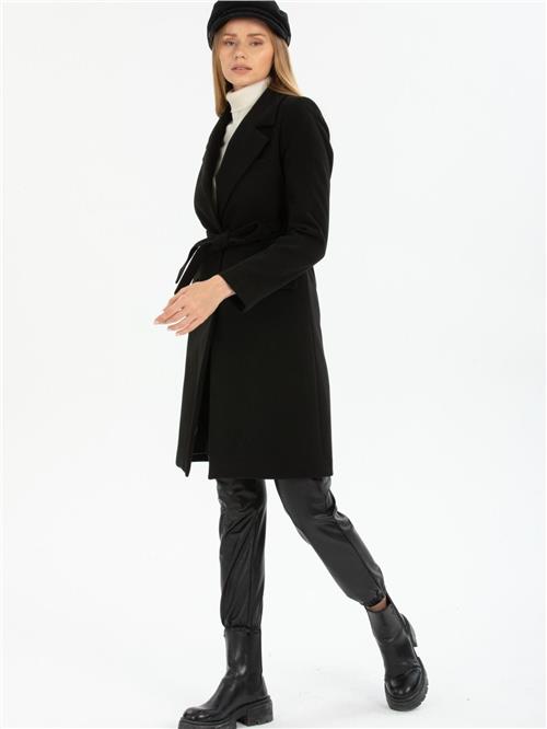 Women coat with belt wholesale Black color