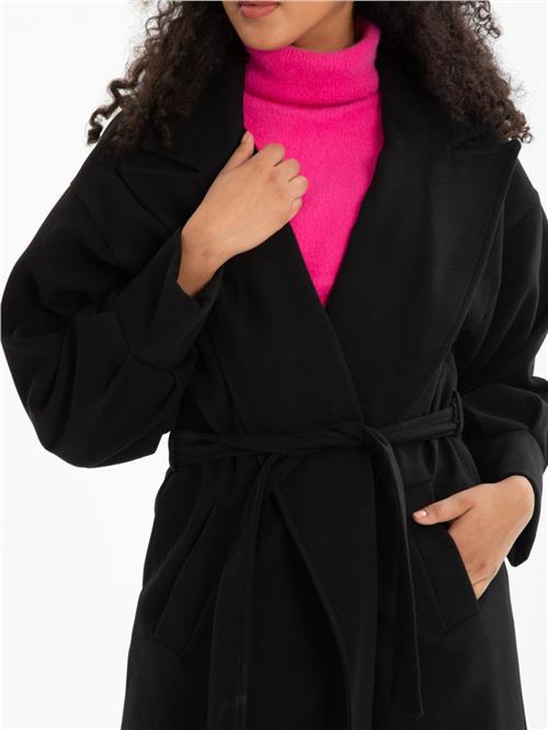 Women coat with belt wholesale Black color