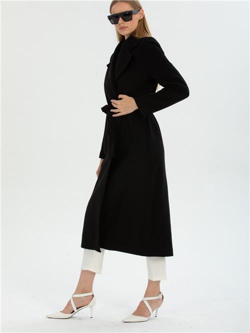 Women coat with belt wholesale Black color