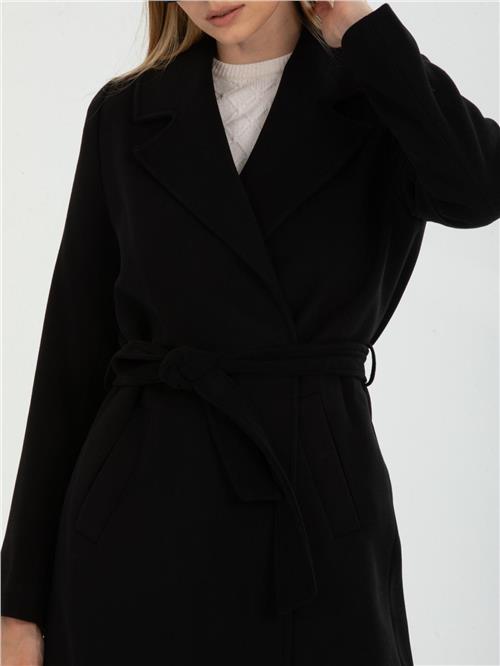 Women coat with belt wholesale Black color