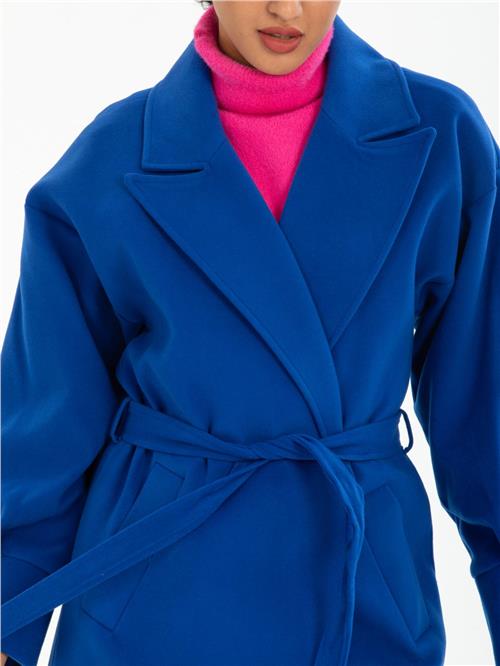 Women coat with belt wholesale Blue color