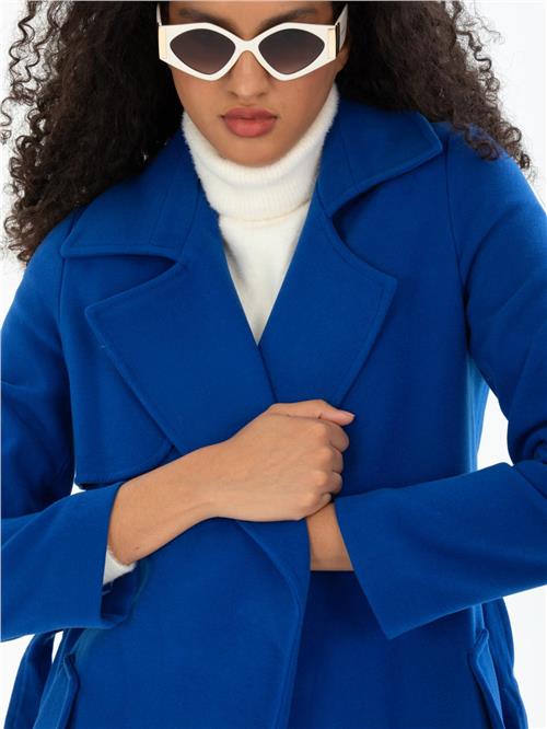 Women coat with belt wholesale Blue color