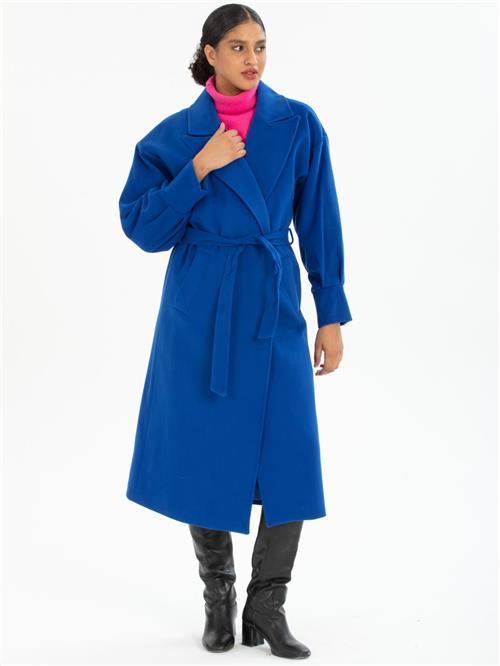 Women coat with belt wholesale Blue color