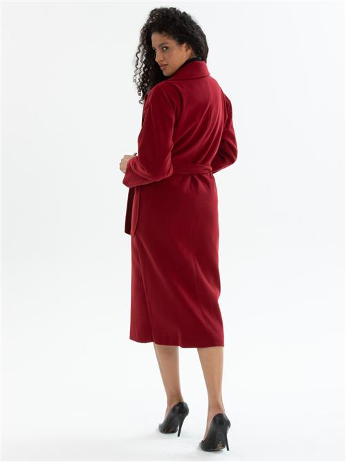 Women coat with belt wholesale Burgundy color