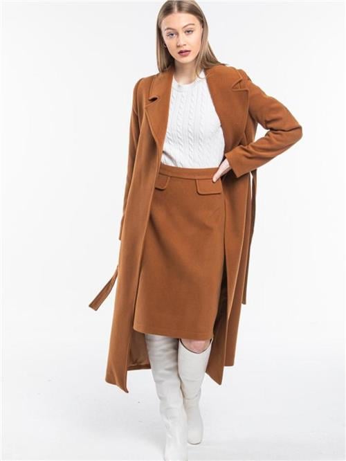 Women coat with belt wholesale Camel color