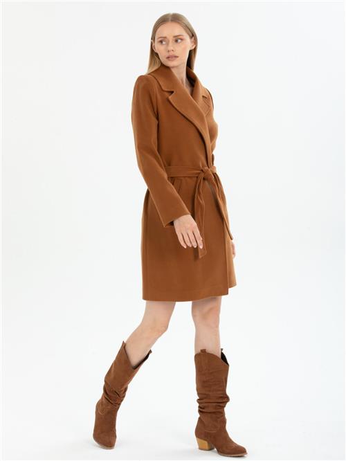 Women coat with belt wholesale Camel color