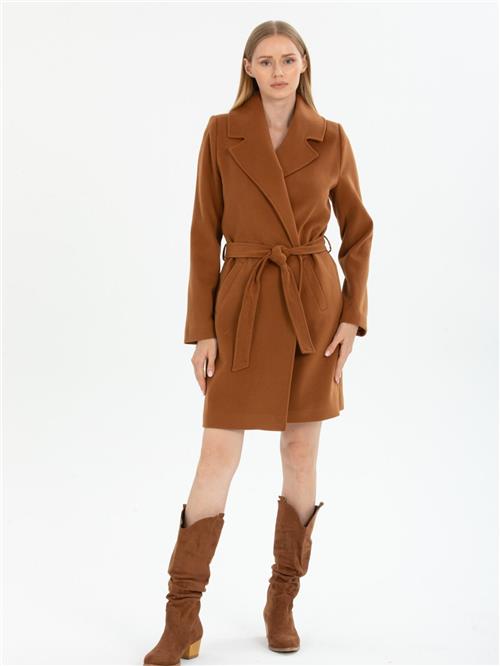 Women coat with belt wholesale Camel color