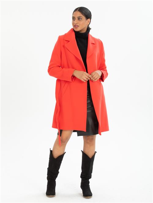 Women coat with belt wholesale Coral color