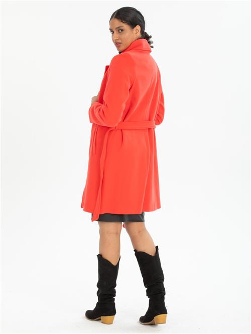 Women coat with belt wholesale Coral color