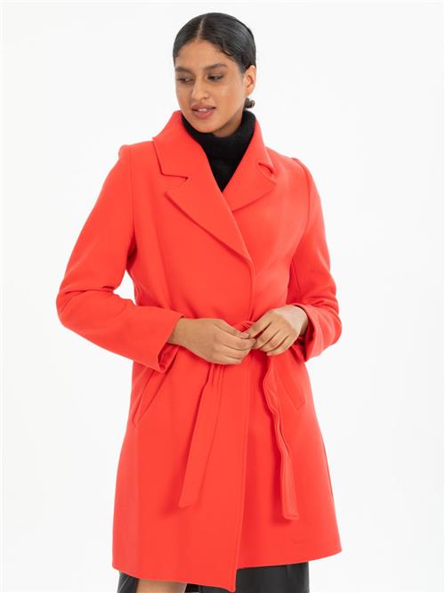 Women coat with belt wholesale Coral color