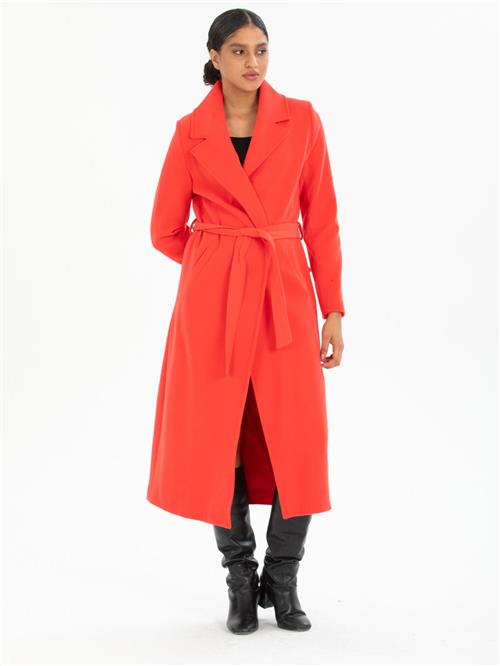 Women coat with belt wholesale Coral color