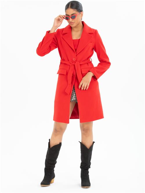 Women coat with belt wholesale Coral color