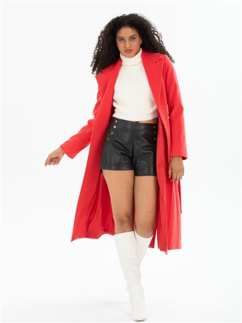 Women coat with belt wholesale Coral color