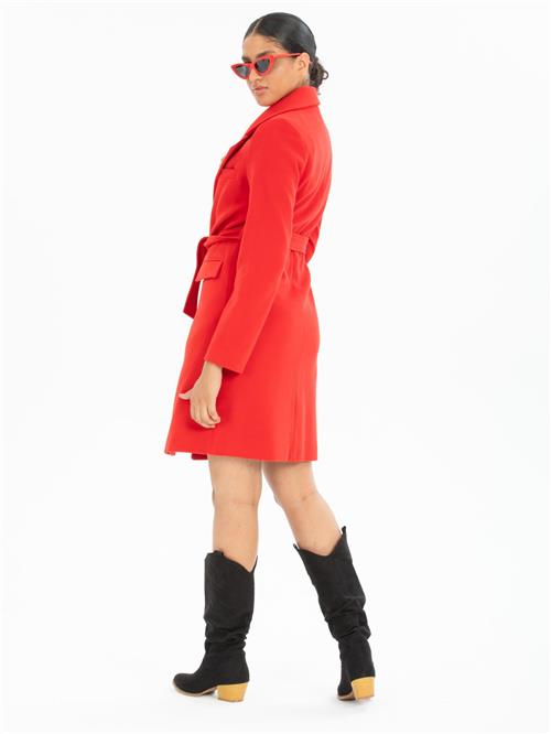 Women coat with belt wholesale Coral color