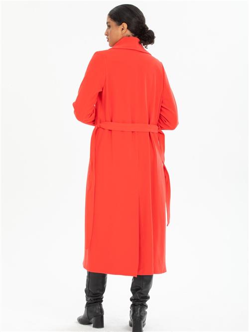 Women coat with belt wholesale Coral color