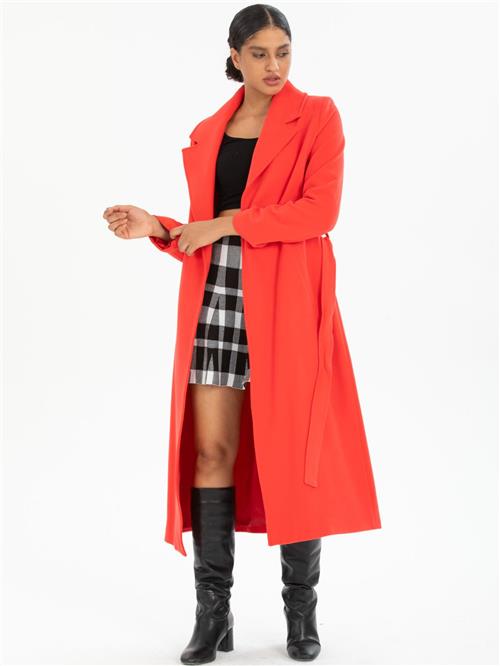 Women coat with belt wholesale Coral color