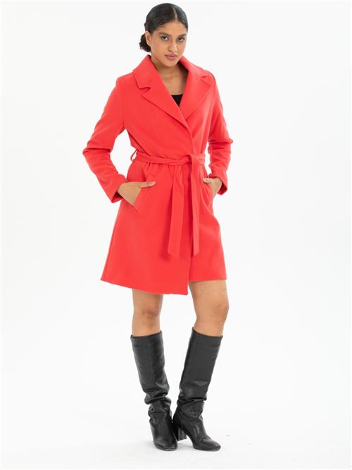 Women coat with belt wholesale Coral color